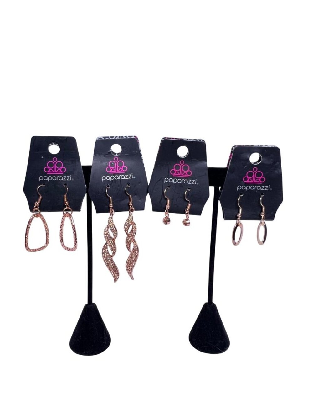 Lot of 4 Paparazzi Rose Gold Tone Pierced Dangle Earrings (6432)